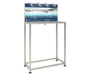 Stainless Steel bottling table with faucets and drip tray