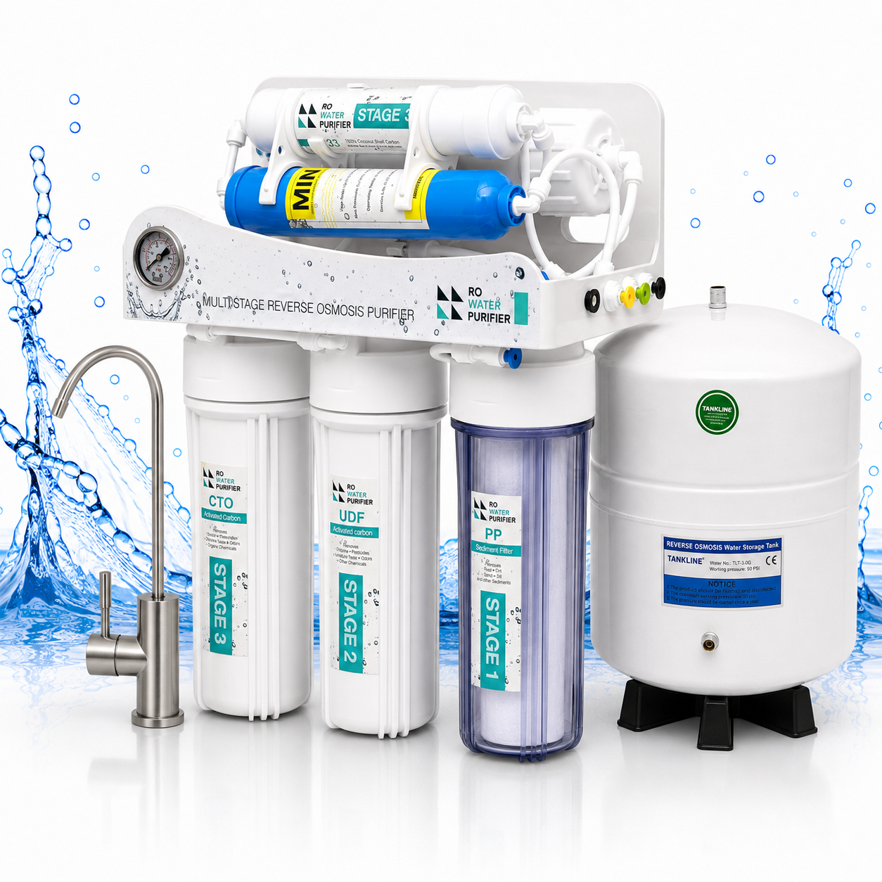 Reverse Osmosis 6 Stage Filtration System without pump – Remineralization