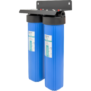 2 Stage 20 inch Big Blue filtration system - Steel Powder Coated Bracket - Black