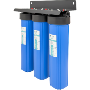 3 Stage 20 inch Big Blue filtration system - Steel powder coated bracket - Black